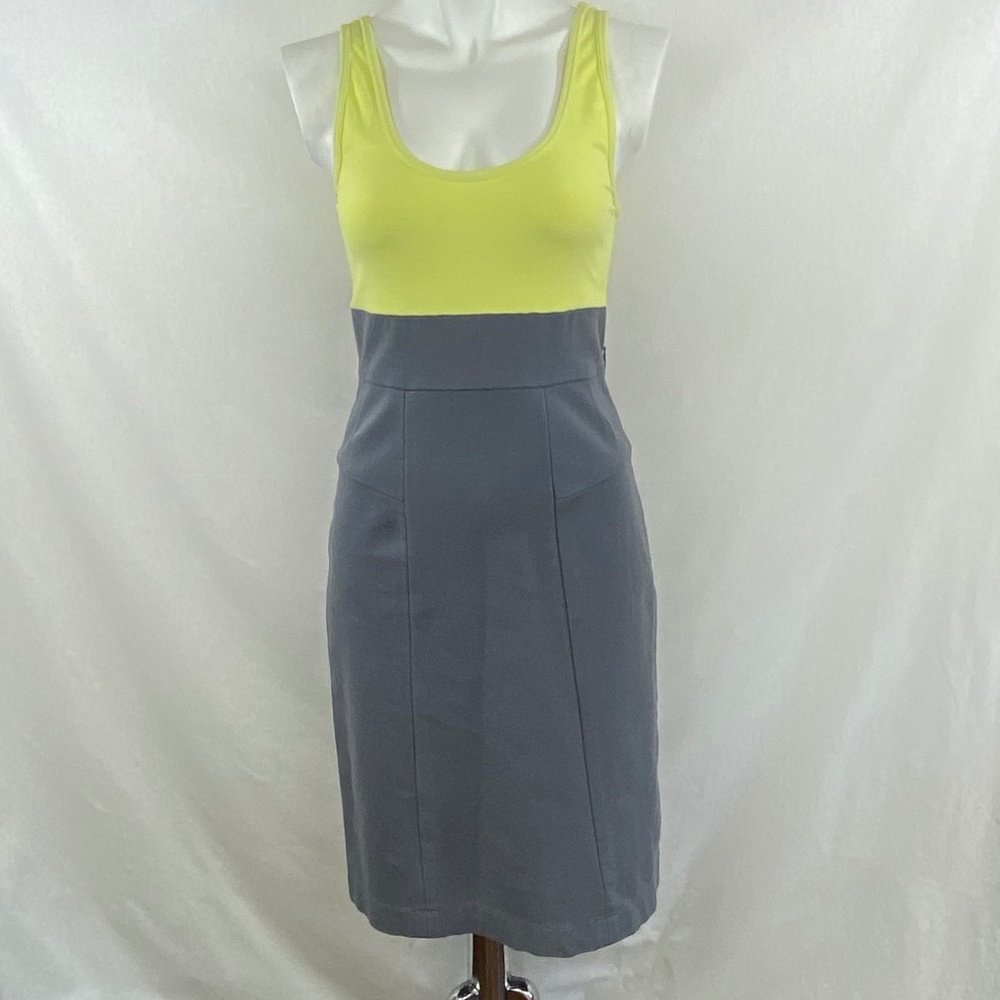 THEORY Jersey Dress grey-neon yellow color block 6